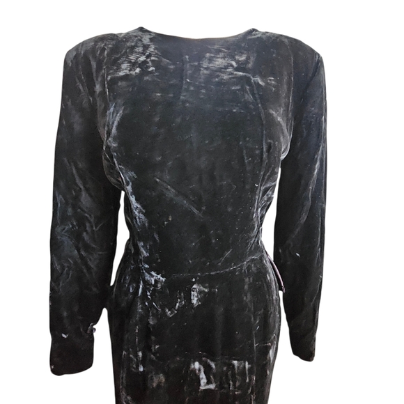 Dorothy Bullit Vtg Black Velvet Dress With Back Bow Sz 12 Whimsygoth Witchy Glam - Picture 2 of 14